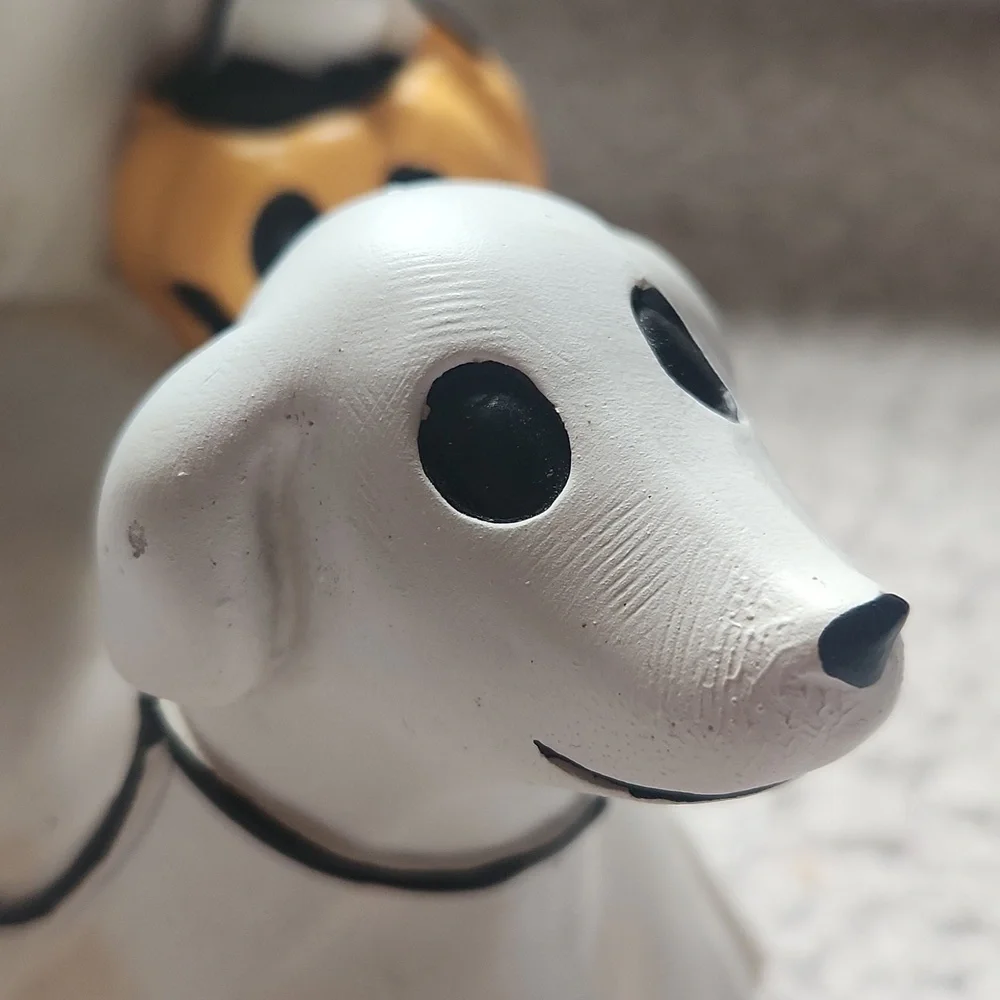 Halloween, Ghost With Pink Bow And Walking Ghost Dog W Pumpkin Figurine Pumpkin
